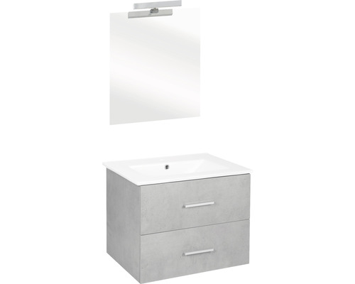 Súprava kúpeľňového nábytku Luka 60 cm betón sivý vr. zrkadla a LED osvetlenia