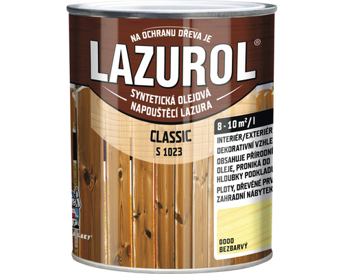 Lazúra na drevo Lazurol Classic S1023 bezfarebná 0,75 l