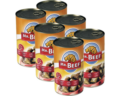 Konzerva pre psov MR. BEEF 5 druhov mäsa balenie 6 x 1200 g