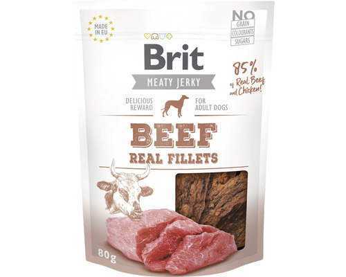Maškrty pre psy Brit Jerky Beef and chicken Fillets 80 g