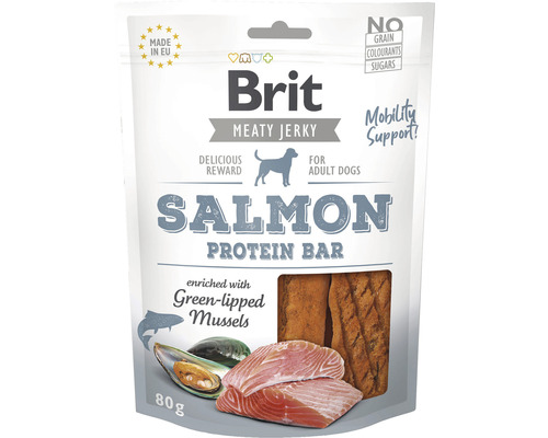 Maškrty pre psy Brit Jerky Salmon Protein Bar 80 g