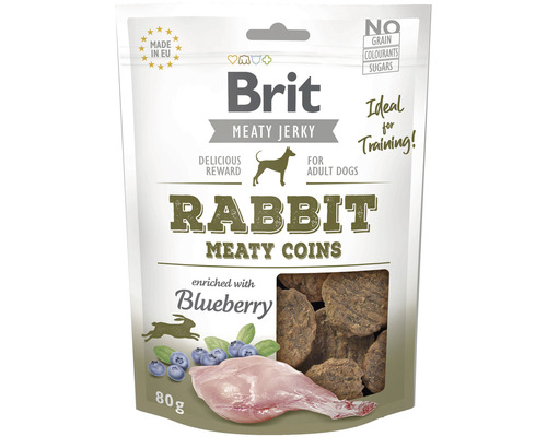 Maškrty pre psy Brit Jerky Rabbit Meaty Coins 80 g