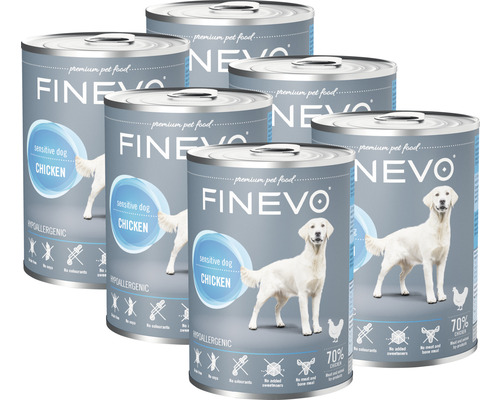 Konzerva pre psov Sensitive Dog FINEVO kuracie 1 balenie 6 x 400 g