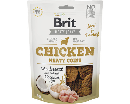 Maškrty pre psy Brit Jerky Chicken & Insect Meaty coins 80 g