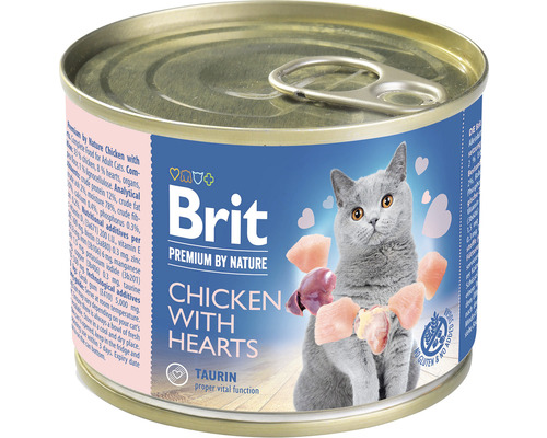 Konzerva pre mačky Brit Premium by Nature Chicken with Hearts 200 g-0