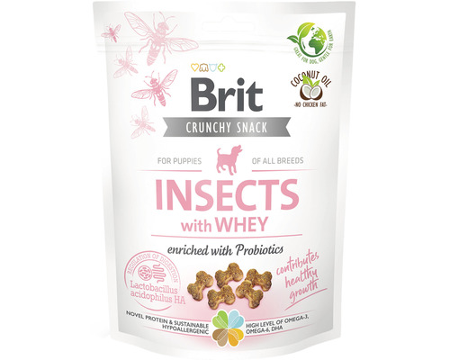 Maškrty pre šteňatá Brit Care Dog Crunchy Cracker Insects with Whey enriched with Probiotics 200 g