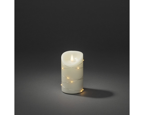 LED sviečka Konstsmide z pravého vosku krémová na batérie 13 LED 7,5x13,5 cm jantárové svetlo