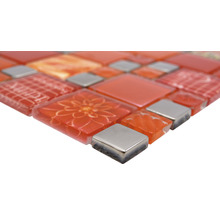 Sklenená mozaika XCM MC579 29,8x29,8 cm strieborná/červená-thumb-2