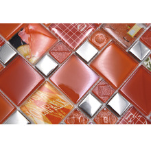 Sklenená mozaika XCM MC579 29,8x29,8 cm strieborná/červená-thumb-3