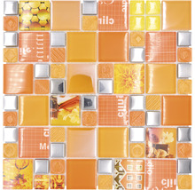 Sklenená mozaika XCM MC569 kombinácia striebornej a oranžovej-thumb-0
