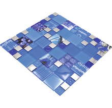 Sklenená mozaika XCM MC549 29,8x29,8 cm strieborná/modrá-thumb-4