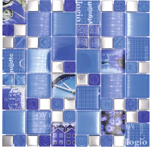 Sklenená mozaika XCM MC549 29,8x29,8 cm strieborná/modrá-thumb-0