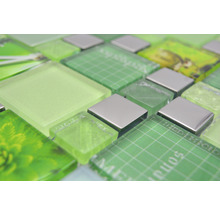 Sklenená mozaika XCM MC559 29,8x29,8 cm strieborná/zelená-thumb-3