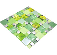 Sklenená mozaika XCM MC559 29,8x29,8 cm strieborná/zelená-thumb-1