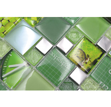 Sklenená mozaika XCM MC559 29,8x29,8 cm strieborná/zelená-thumb-4