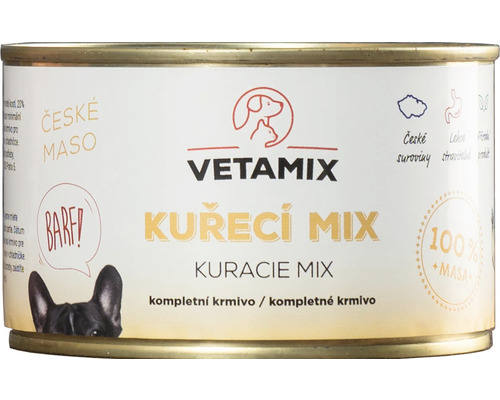 Konzerva pre psov a mačky Vetamix kurací mix 405 g