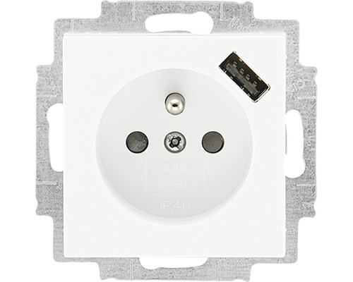 Zásuvka ABB 5569H-A02357 03 Levit s USB nabíjaním biela