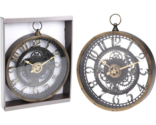 Nástenné hodiny industriálne s hodinovým strojčekom na ciferníku 26,7x5 cm