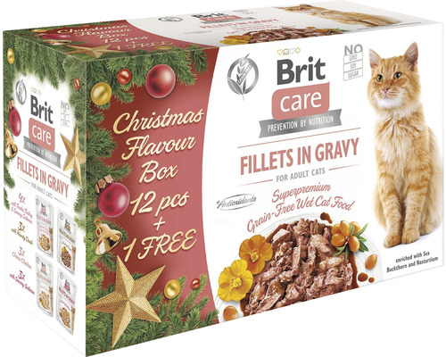 Vianočné kapsičky pre mačky Brit Care Chrismas 12+1