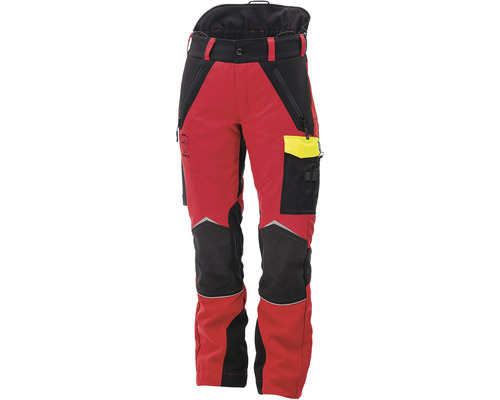 Lesnícke protiporezové nohavice Hammer Workwear, červená-žltá, veľkosť L, predĺžené