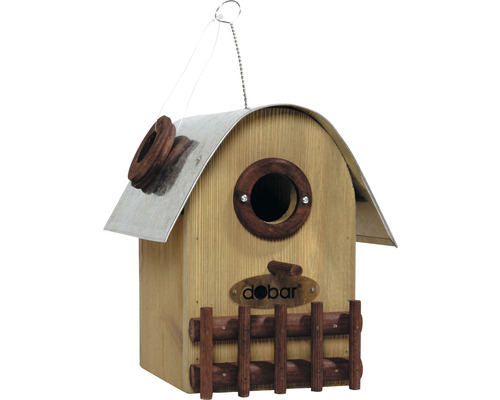 Vtáčia búdka drevená hnedá Dobar 14 x 22 x 20 cm domček s plotom