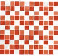 Sklenená mozaika mix červeno - biela 30,5x32,5 cm hrúbka 4 mm