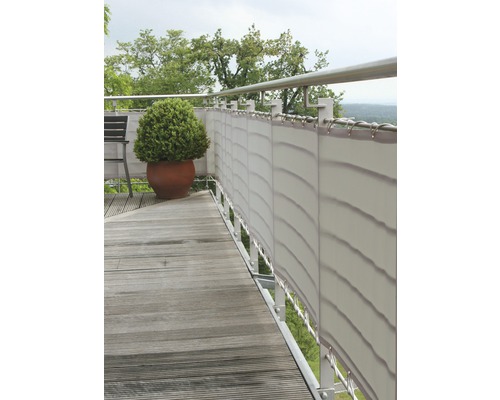 Balkónová zástena, PES, umývateľná, strieborno-šedá 0,65x5 m