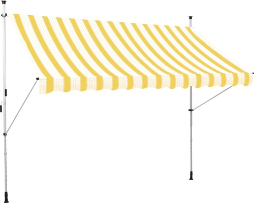 Markíza so sklopným ramenom (balkónová markíza) 3x1,5 látka žltá / biela pruhovaná (stavebná sada)