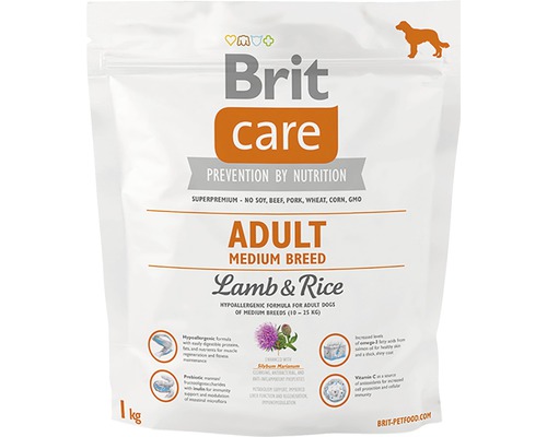 Granule pre psov Brit Care Superpremium Adult Medium Breed Lamb & Rice 1 kg
