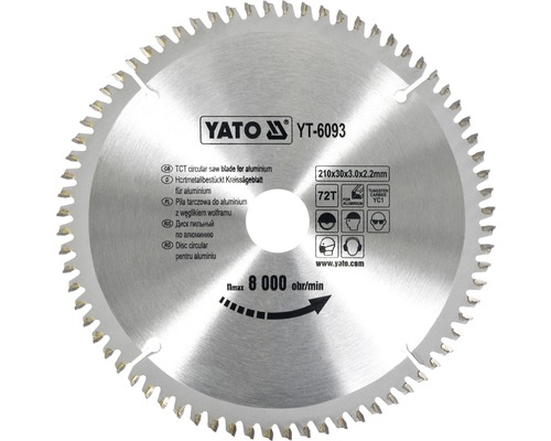 Kotúč na hliník YATO YT-6093, 210x30 mm 72z-0