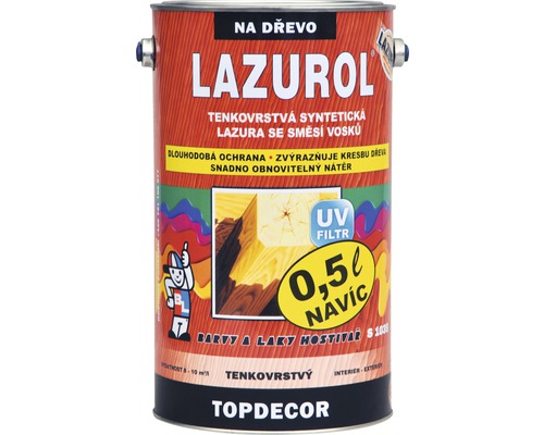 Lazúra na drevo Lazurol TOPDECOR S1035 Farby a laky Hostivař orech 4,5 l
