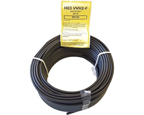 Silový kábel H03 VVH2-F 2x0,75 mm² 20 m čierna
